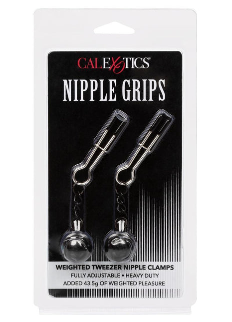 Nipple Grips Weighted Tweezer Nipple Clamps - Black/Silver
