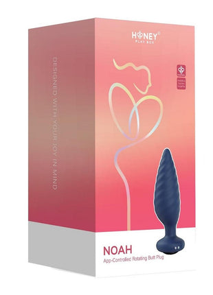 Noah App Controlled Rechargeable Silicone Rotating Butt Plug - Black/Blue
