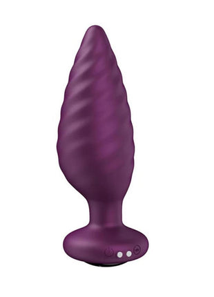 Noah App Controlled Rechargeable Silicone Rotating Butt Plug - Black/Purple