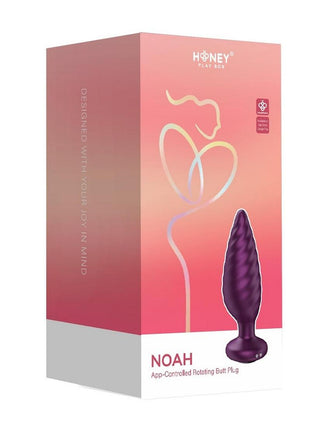 Noah App Controlled Rechargeable Silicone Rotating Butt Plug - Black/Purple