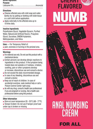 Numb AF Anal Numbing Flavored Cream Cherry