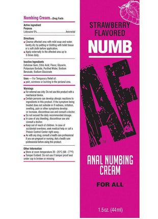 Numb AF Anal Numbing Flavored Cream - Strawberry