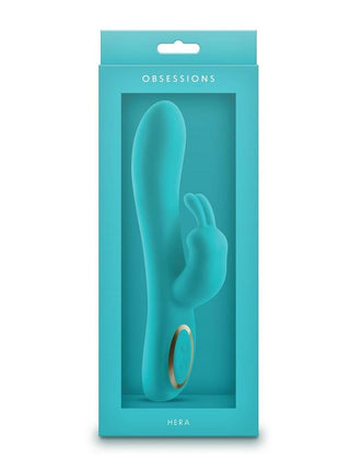 Obsessions Hera Rechargeable Silicone Rabbit Vibrator - Aqua/Blue