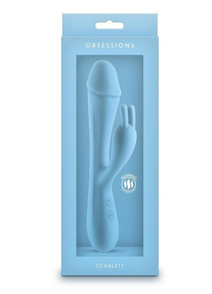 Obsessions Scarlett Rechargeable Silicone Rabbit Vibrator - Blue