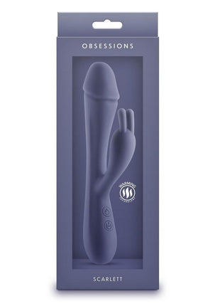 Obsessions Scarlett Rechargeable Silicone Rabbit Vibrator - Blue/Navy