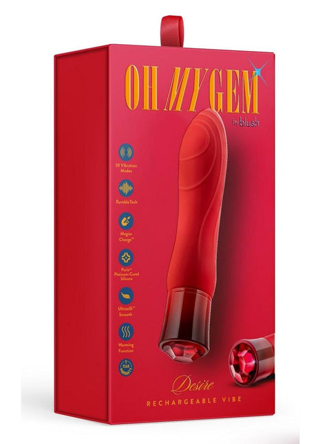 Oh My Gem Desire Rechargeable Silicone G-Spot Vibrator - Ruby - Red