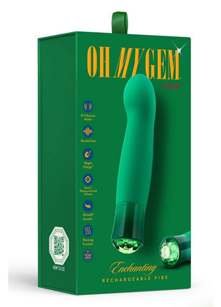 Oh My Gem Enchanting Rechargeable Silicone G-Spot Vibrator - Green/Turquoise