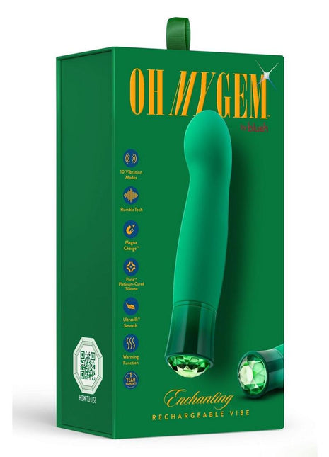 Oh My Gem Enchanting Rechargeable Silicone G-Spot Vibrator - Green/Turquoise