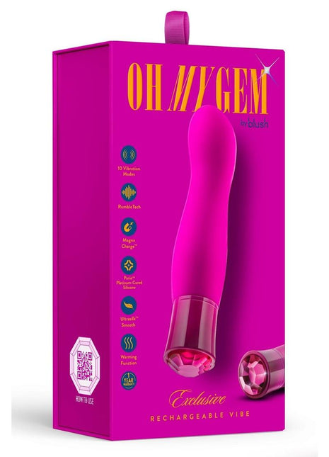 Oh My Gem Exclusive Rechargeable Silicone G-Spot Vibrator - Tourmaline - Pink