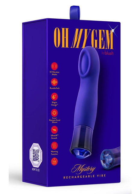 Oh My Gem Mystery Rechargeable Silicone G-Spot Vibrator - Blue/Sapphire