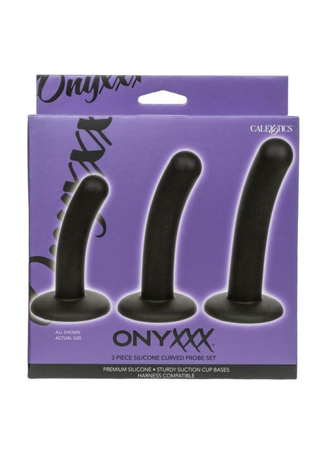Onyxxx Silicone Curved Probe - Black - 3 Piece/Set