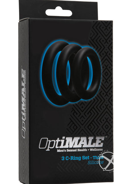 Optimale 3 C-Ring Set Silicone Cock Ring Thick - Black - 3 Piece Kit