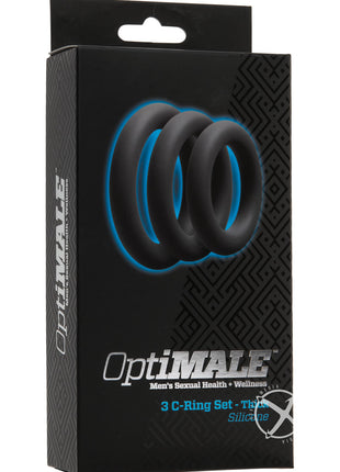 Optimale 3 C-Ring Set Silicone Cock Ring Thick - Grey/Slate - 3 Piece Kit