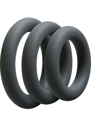 Optimale 3 C-Ring Set Silicone Cock Ring Thick - Grey/Slate - 3 Piece Kit