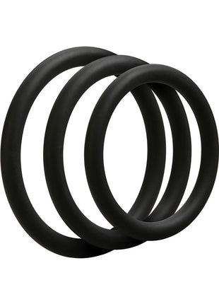 Optimale 3 C-Ring Set Silicone Cock Ring Thin - Black - 3 Piece Kit