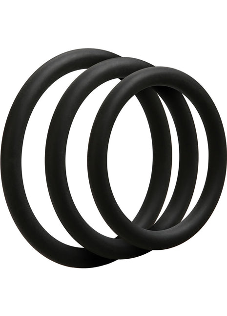 Optimale 3 C-Ring Set Silicone Cock Ring Thin - Black - 3 Piece Kit