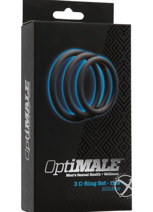 Optimale 3 C-Ring Set Silicone Cock Ring Thin - Grey/Slate - 3 Piece Kit
