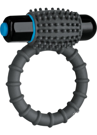 Optimale Silicone Vibrating Cock Ring with Bullet - Grey/Slate