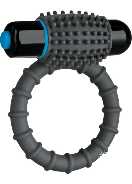 Optimale Silicone Vibrating Cock Ring with Bullet - Grey/Slate