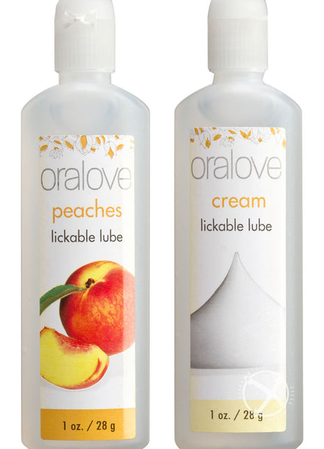 Oralove Delicious Duo Lickable Peaches and Cream Lubricant - 1oz - 2 Per Set