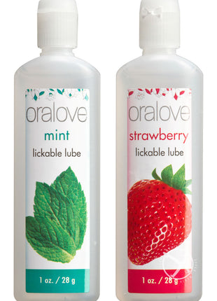 Oralove Delicious Duo Lickable Strawberry and Mint Lubricant - 1oz - 2 Per Set