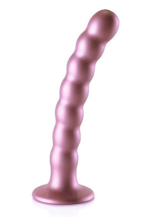 Ouch! Beaded G-Spot Silicone Dildo 6.5in - Metallic - Rose Gold