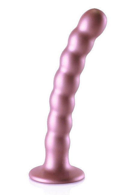 Ouch! Beaded G-Spot Silicone Dildo 6.5in - Metallic - Rose Gold