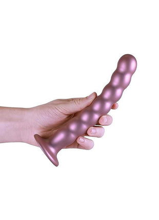 Ouch! Beaded G-Spot Silicone Dildo 8in - Metallic
