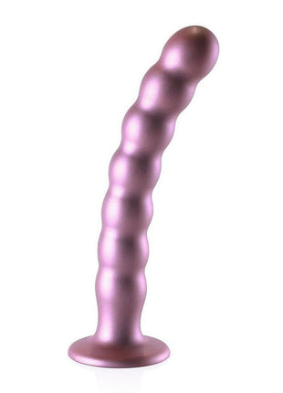 Ouch! Beaded G-Spot Silicone Dildo 8in - Metallic - Rose Gold