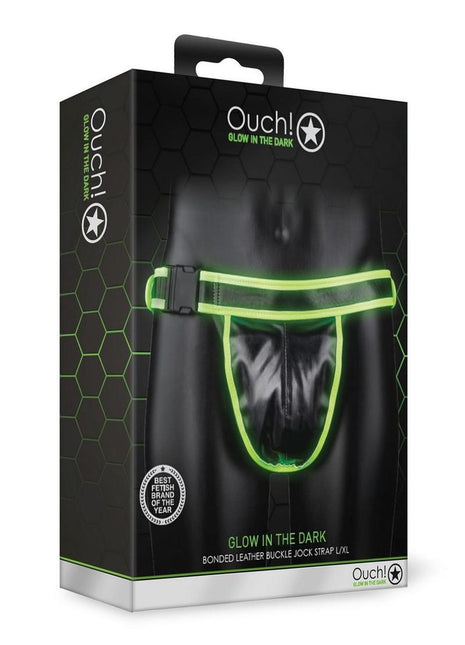 Ouch! Buckle Jock Strap - Black/Glow In The Dark/Green - Large/XLarge