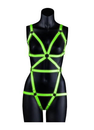 Ouch! Full Body Harness - Glow In The Dark/Green - Large/XLarge