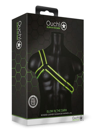 Ouch! Gladiator Harness - Black/Glow In The Dark/Green - Large/XLarge