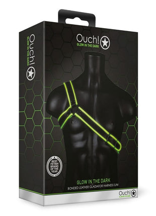 Ouch! Gladiator Harness - Black/Glow In The Dark/Green - Medium/Small