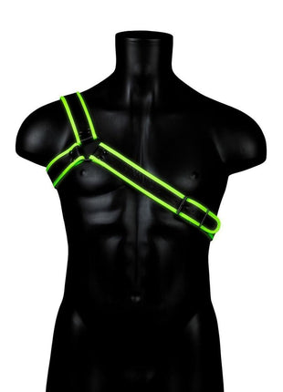 Ouch! Gladiator Harness - Black/Glow In The Dark/Green - Medium/Small
