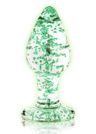 Ouch! Glass Butt Plug - Glow In The Dark/Green - Large