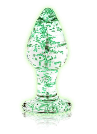 Ouch! Glass Butt Plug - Glow In The Dark/Green - Medium