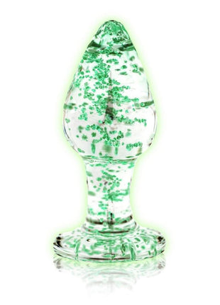 Ouch! Glass Butt Plug - Glow In The Dark/Green - Small