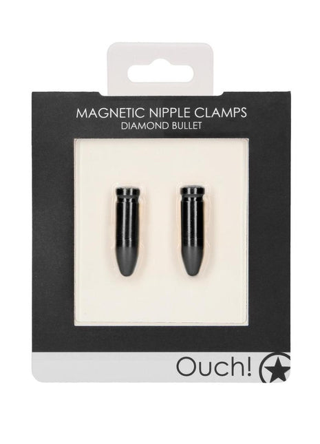 Ouch! Magnetic Nipple Clamps Diamond Bullet - Black