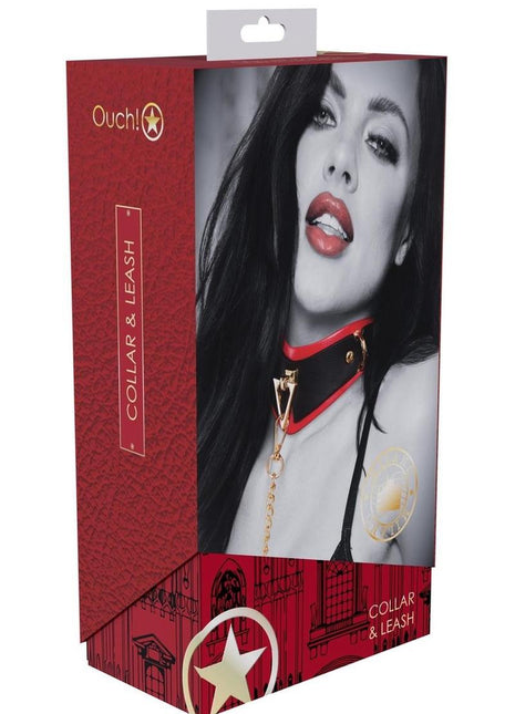 Ouch! Milan Collection Collar with Leash - Black/Red