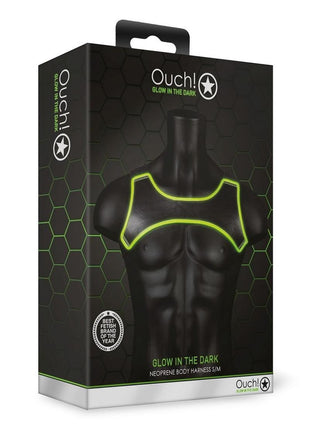 Ouch! Neoprene Harness - Black/Glow In The Dark/Green - Medium/Small