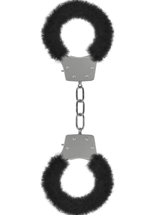 Ouch! Pleasure Furry Handcuffs - Black/Metal