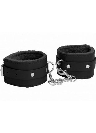 Ouch! Plush Leather Wrist Cuff - Black