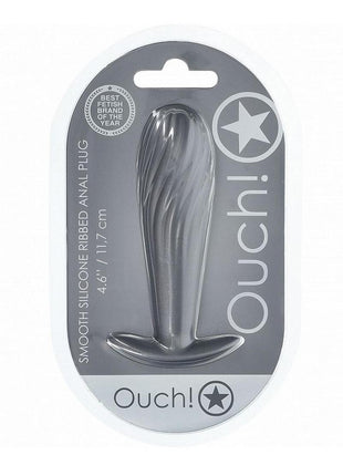 Ouch! Ribbed Anal Plug Silicone - Grey/Gun Metal