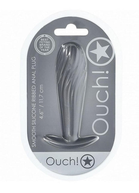 Ouch! Ribbed Anal Plug Silicone - Grey/Gun Metal