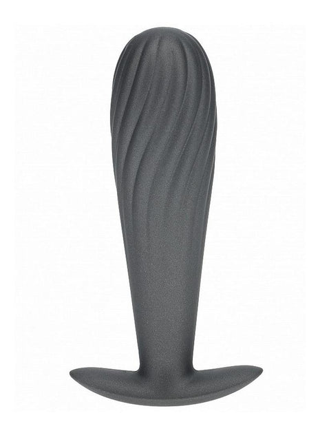 Ouch! Ribbed Anal Plug Silicone - Grey/Gun Metal