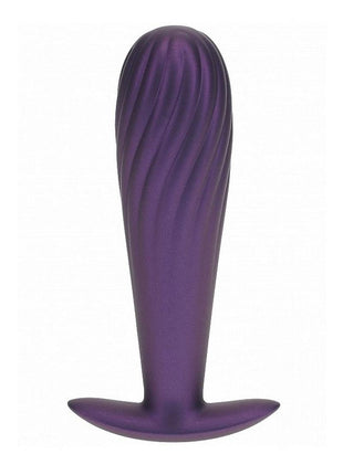 Ouch! Ribbed Anal Plug Silicone - Metallic - Purple