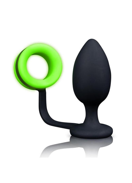 Ouch! Butt Plug with Cock Ring Silicone - Glow In The Dark/Green