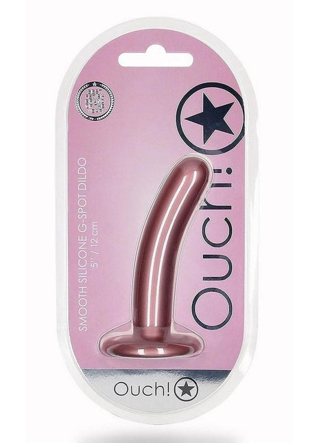 Ouch! Smooth G-Spot Silicone Dildo 5in - Metallic - Rose Gold