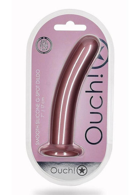 Ouch! Smooth G-Spot Silicone Dildo 7in - Metallic - Rose Gold