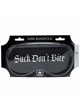 Ouch! Suck Don't Bite Printed Satin Mask - Black